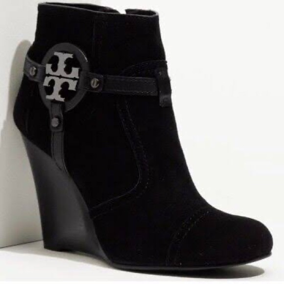 Tory Burch Shoes - TORY BURCH Aaden Black Suede Wedge Bootie | Size 7